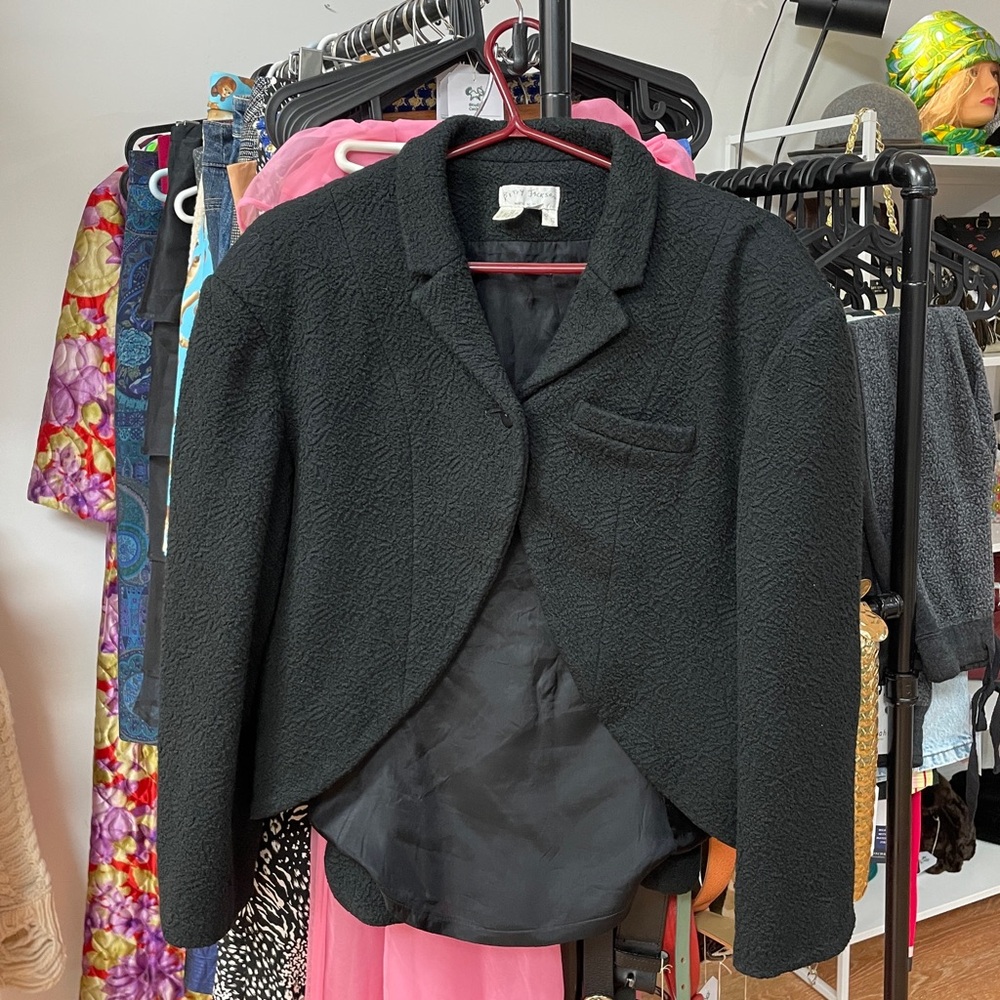 Vintage 80s Iconic Betty Jackson Black High Low Blazer Jacket - Sz 12